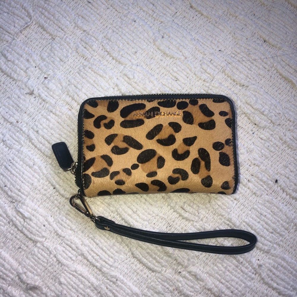Armani Exchange leopard fur wallet